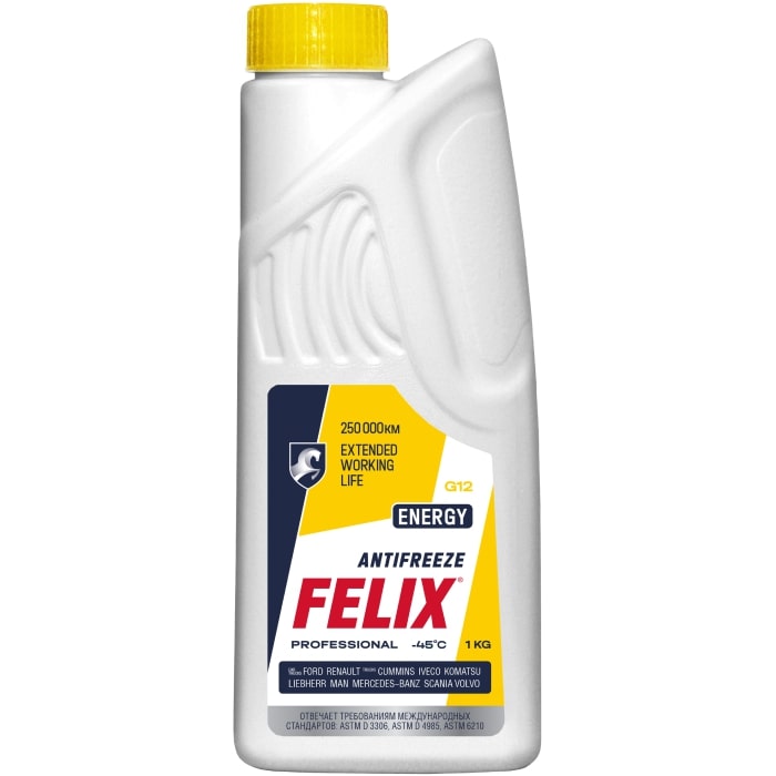 Антифриз Felix Energy G12+ -45°C желтый готовый 1 кг