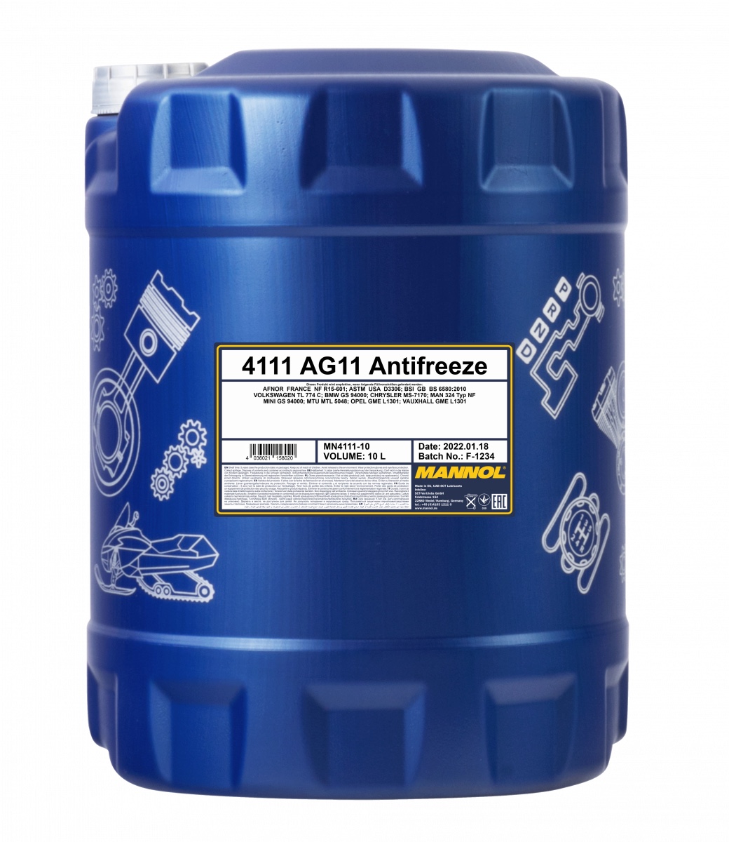 Охлаждающая жидкость Mannol Antifreeze AG11 -75 синяя 10 л