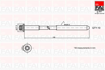 B1401 FAI AutoParts Комплект болтов головки цилидра