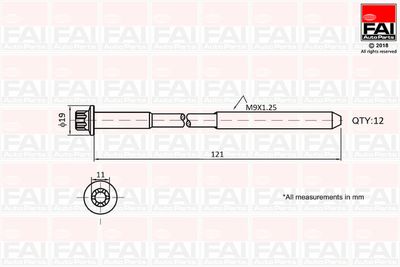 B1630 FAI AutoParts Комплект болтов головки цилидра