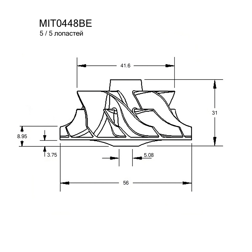 Крыльчатка турбокомпрессора Krauf                MIT0448BE