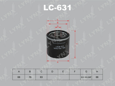 LC631 LYNXauto Масляный фильтр