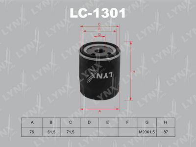 LC1301 LYNXauto Масляный фильтр