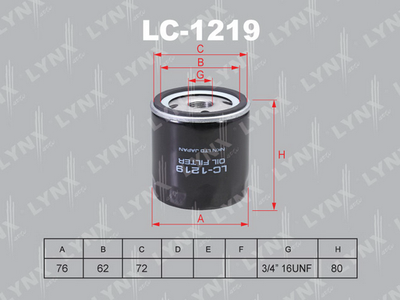 LC1219 LYNXauto Масляный фильтр