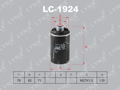 LC1924 LYNXauto Масляный фильтр