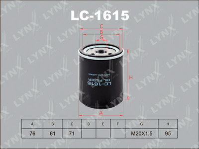 LC1615 LYNXauto Масляный фильтр