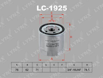 LC1925 LYNXauto Масляный фильтр