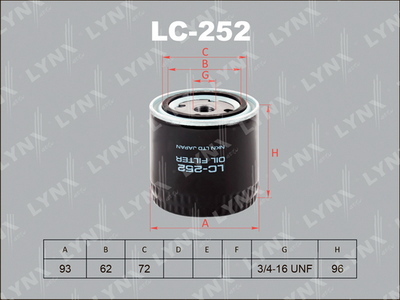 LC252 LYNXauto Масляный фильтр