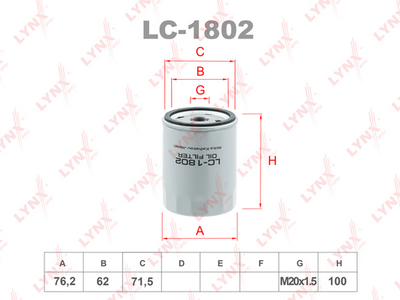 LC1802 LYNXauto Масляный фильтр