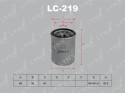 LC219 LYNXauto Масляный фильтр