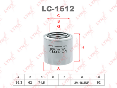 LC1612 LYNXauto Масляный фильтр
