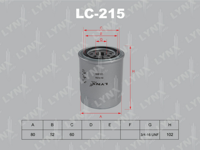 LC215 LYNXauto Масляный фильтр