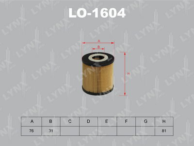 LO1604 LYNXauto Масляный фильтр