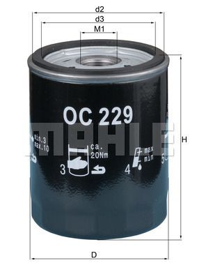 OC229 MAHLE Масляный фильтр