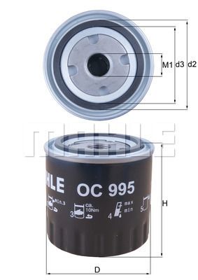 OC995 MAHLE Масляный фильтр