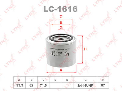 LC1616 LYNXauto Масляный фильтр