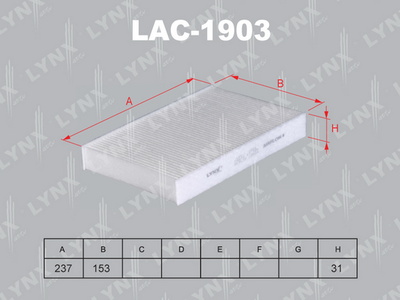 LAC1903 LYNXauto Фильтр, воздух во внутренном пространстве