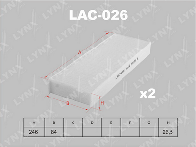 LAC026 LYNXauto Фильтр, воздух во внутренном пространстве