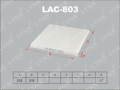 LAC803 LYNXauto Фильтр, воздух во внутренном пространстве