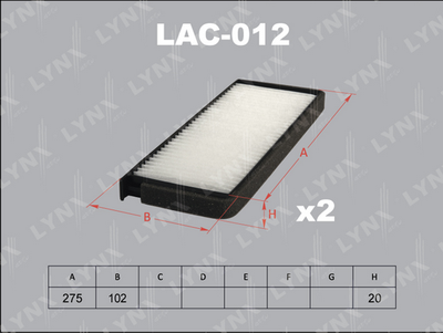 LAC012 LYNXauto Фильтр, воздух во внутренном пространстве