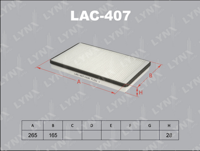 LAC407 LYNXauto Фильтр, воздух во внутренном пространстве