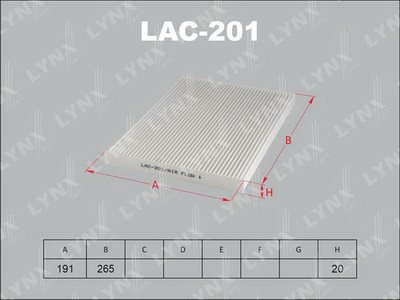 LAC201 LYNXauto Фильтр, воздух во внутренном пространстве