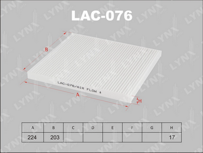 LAC076 LYNXauto Фильтр, воздух во внутренном пространстве
