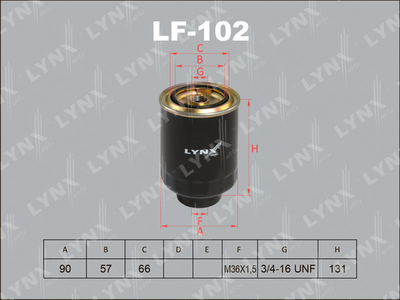 LF102 LYNXauto Топливный фильтр