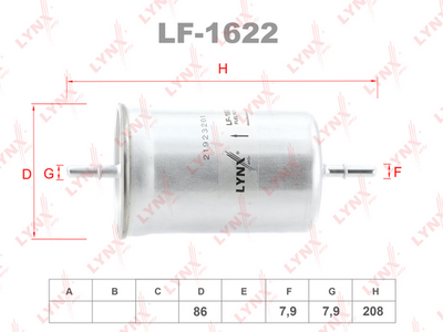 LF1622 LYNXauto Топливный фильтр