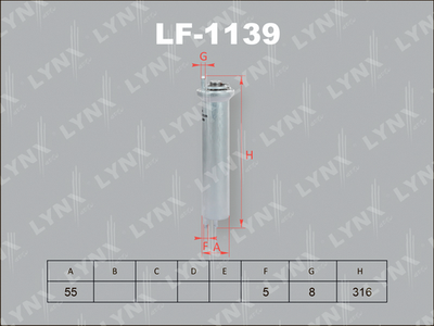 LF1139 LYNXauto Топливный фильтр