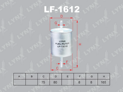 LF1612 LYNXauto Топливный фильтр