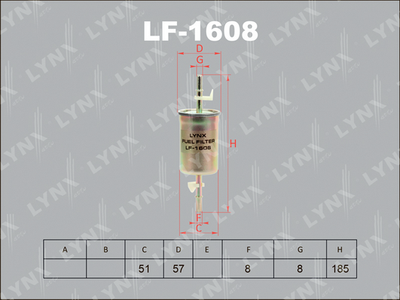 LF1608 LYNXauto Топливный фильтр