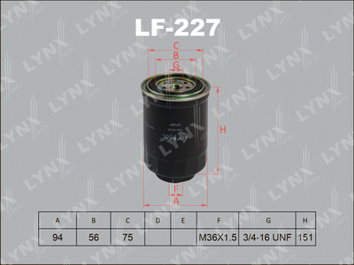 LF227 LYNXauto Топливный фильтр