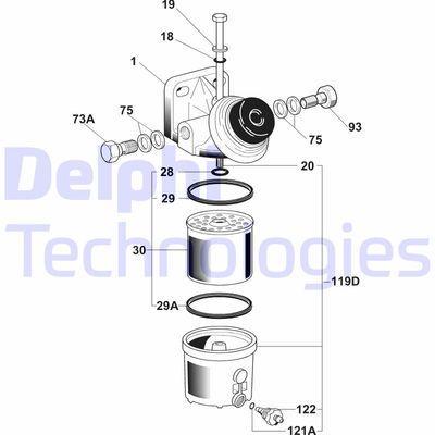 6260B633B DELPHI Топливный фильтр