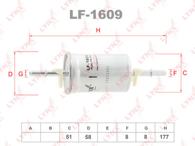 LF1609 LYNXauto Топливный фильтр