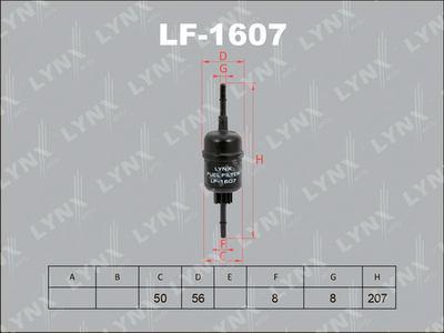LF1607 LYNXauto Топливный фильтр
