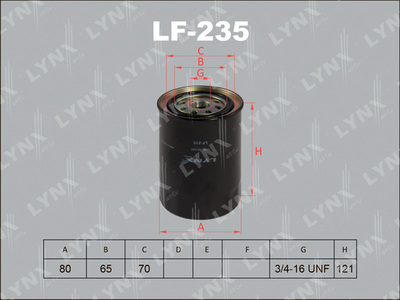 LF235 LYNXauto Топливный фильтр