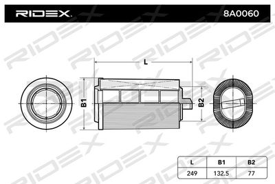 8A0060 RIDEX Воздушный фильтр