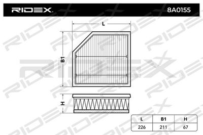 8A0155 RIDEX Воздушный фильтр