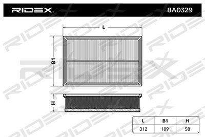 8A0329 RIDEX Воздушный фильтр