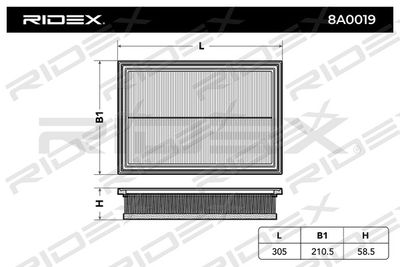 8A0019 RIDEX Воздушный фильтр