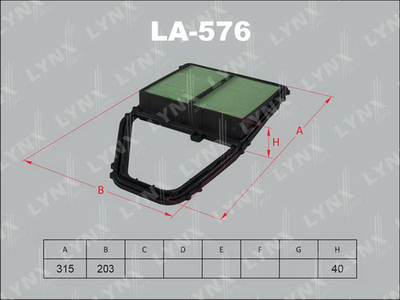 LA576 LYNXauto Воздушный фильтр