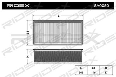 8A0050 RIDEX Воздушный фильтр