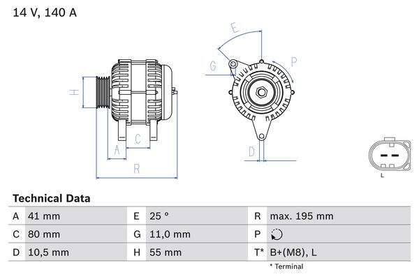 BOSCH 0 986 046 210 Генератор