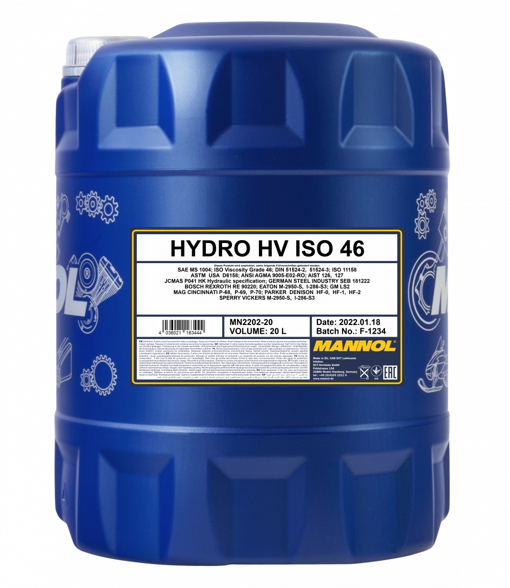 Масло гидравлическое Mannol Hydro HV 46 20 л