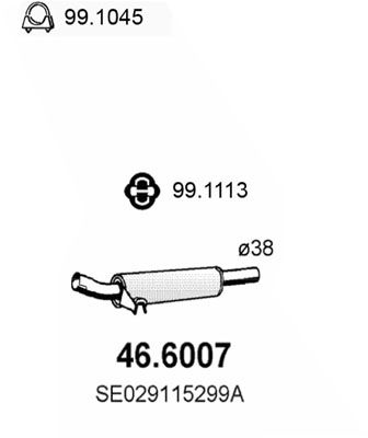 466007 ASSO Средний глушитель выхлопных газов