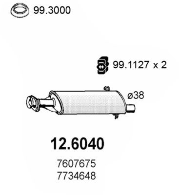 126040 ASSO Средний глушитель выхлопных газов