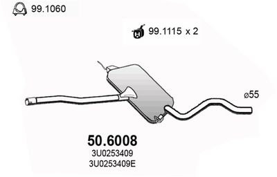 506008 ASSO Средний глушитель выхлопных газов