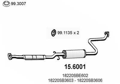 156001 ASSO Средний глушитель выхлопных газов