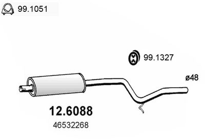 126088 ASSO Средний глушитель выхлопных газов
